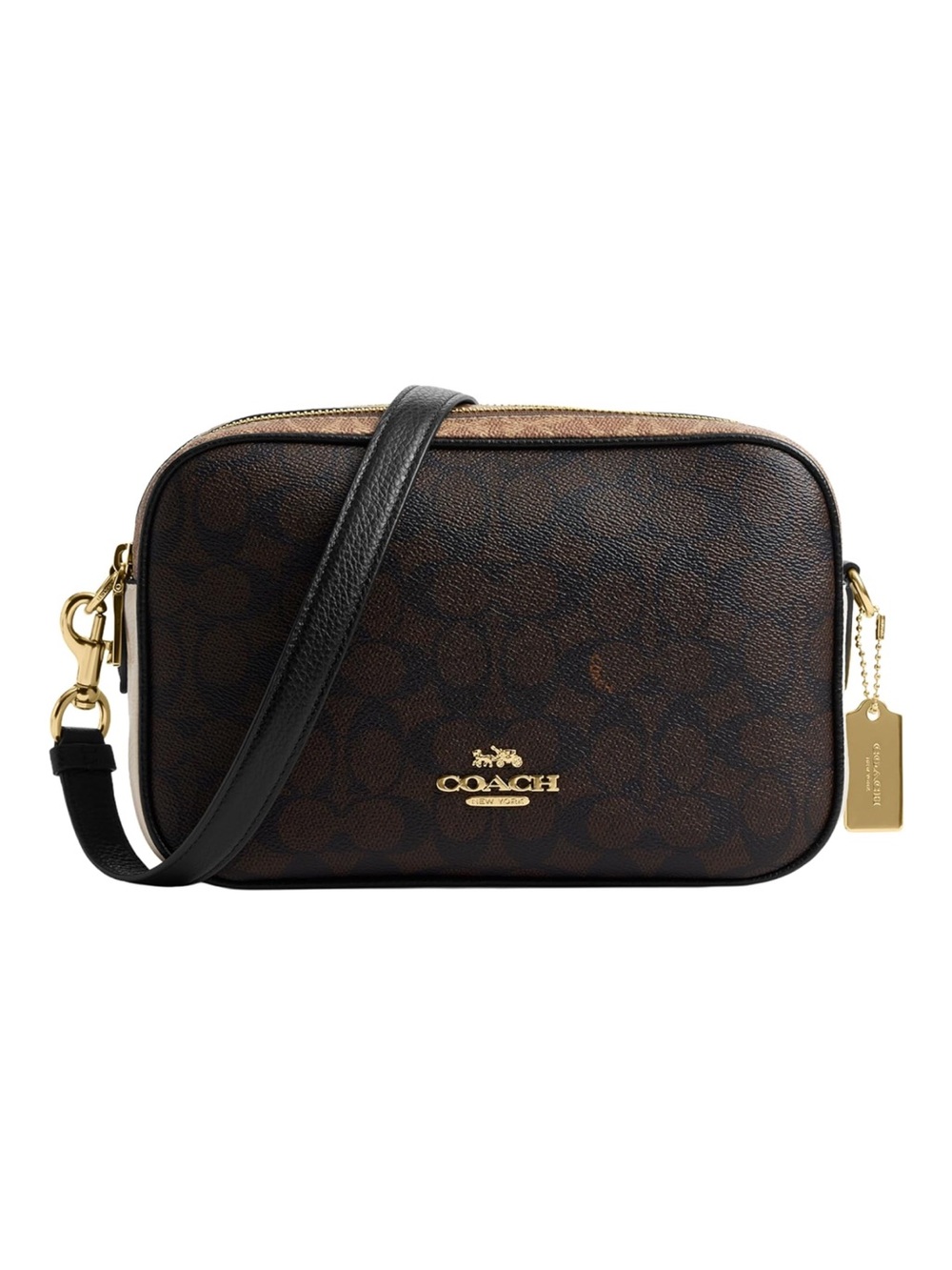 Coach Brown and Black Jes Signature Crossbody Tan Brown Camera Bag - New